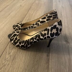Nine West Black and White Animal Print Heels